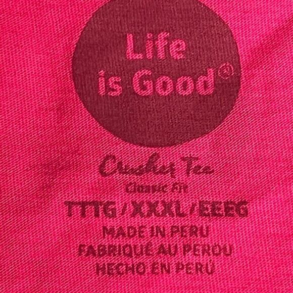 Life is Good Women's Pink-ish Red "Family is Forever" V-Neck Crusher Tee Size XX - Picture 7 of 8